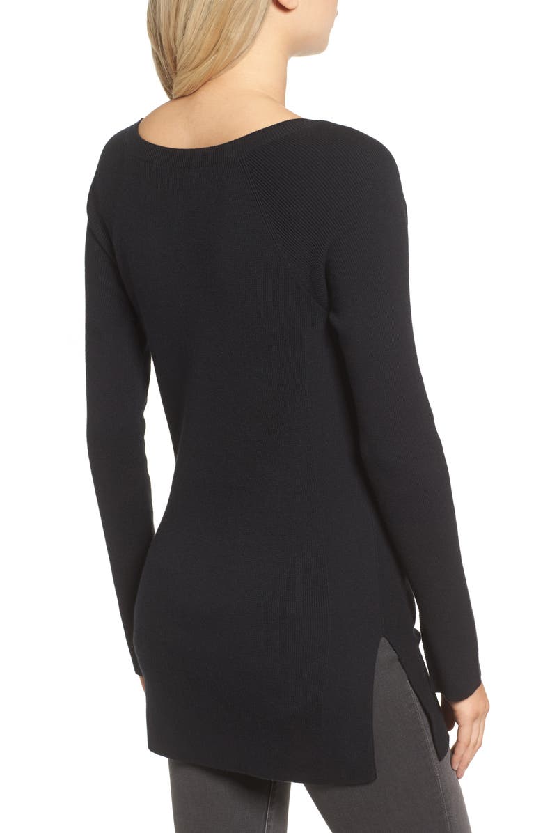 Trouvé Ribbed Lace-Up Sweater, Alternate, color,