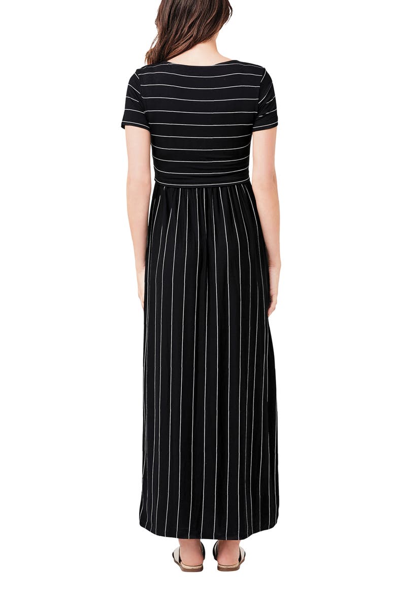 Maxi Crop Top Nursing Dress, Alternate, color, Black / Flint