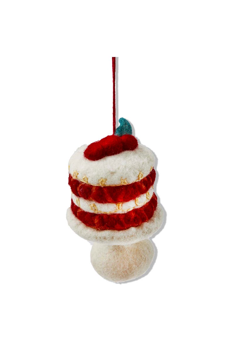 Holiday Layer Cake Ornament Multicolor Wool Tree Decor, Main, color, White