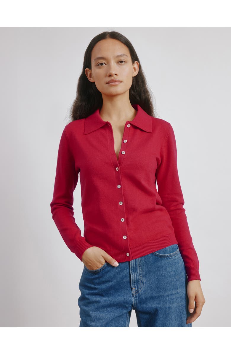 Albaray Button Through Polo Top, Main, color, Red