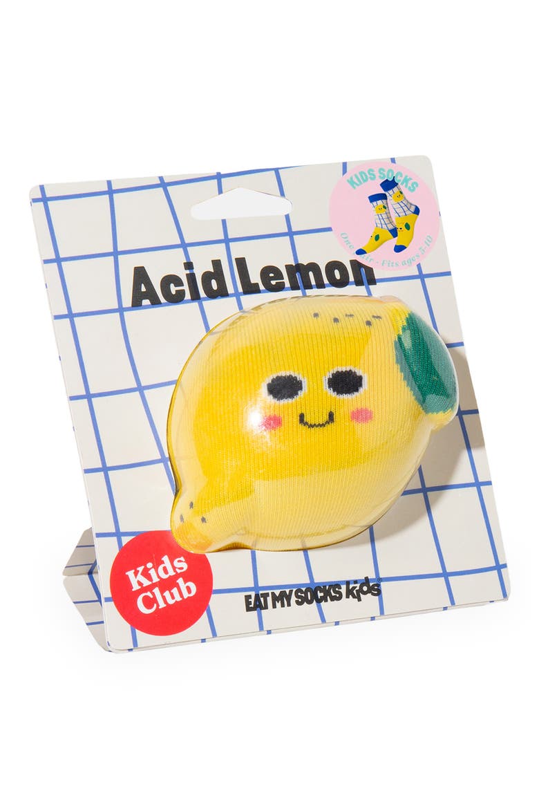 Kids' Acid Lemon 3D Crew Socks, Alternate, color, MULTICOLOR