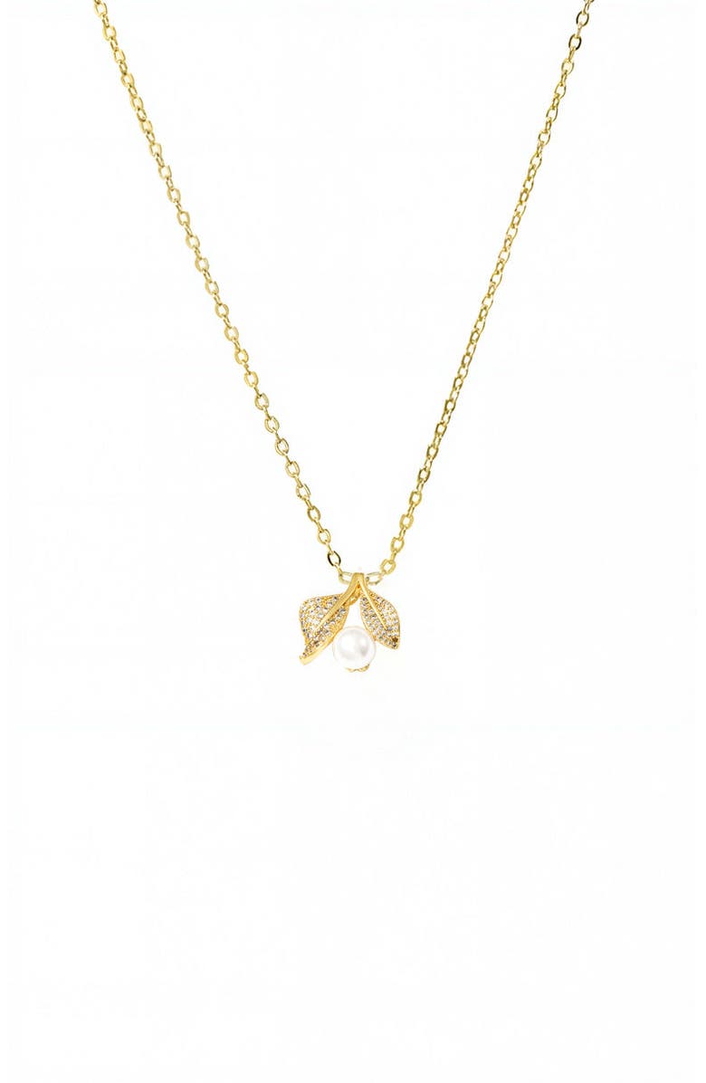 BY ADINA EDEN Pearl 
Pave Leaf Charm Necklace, Main, color, 