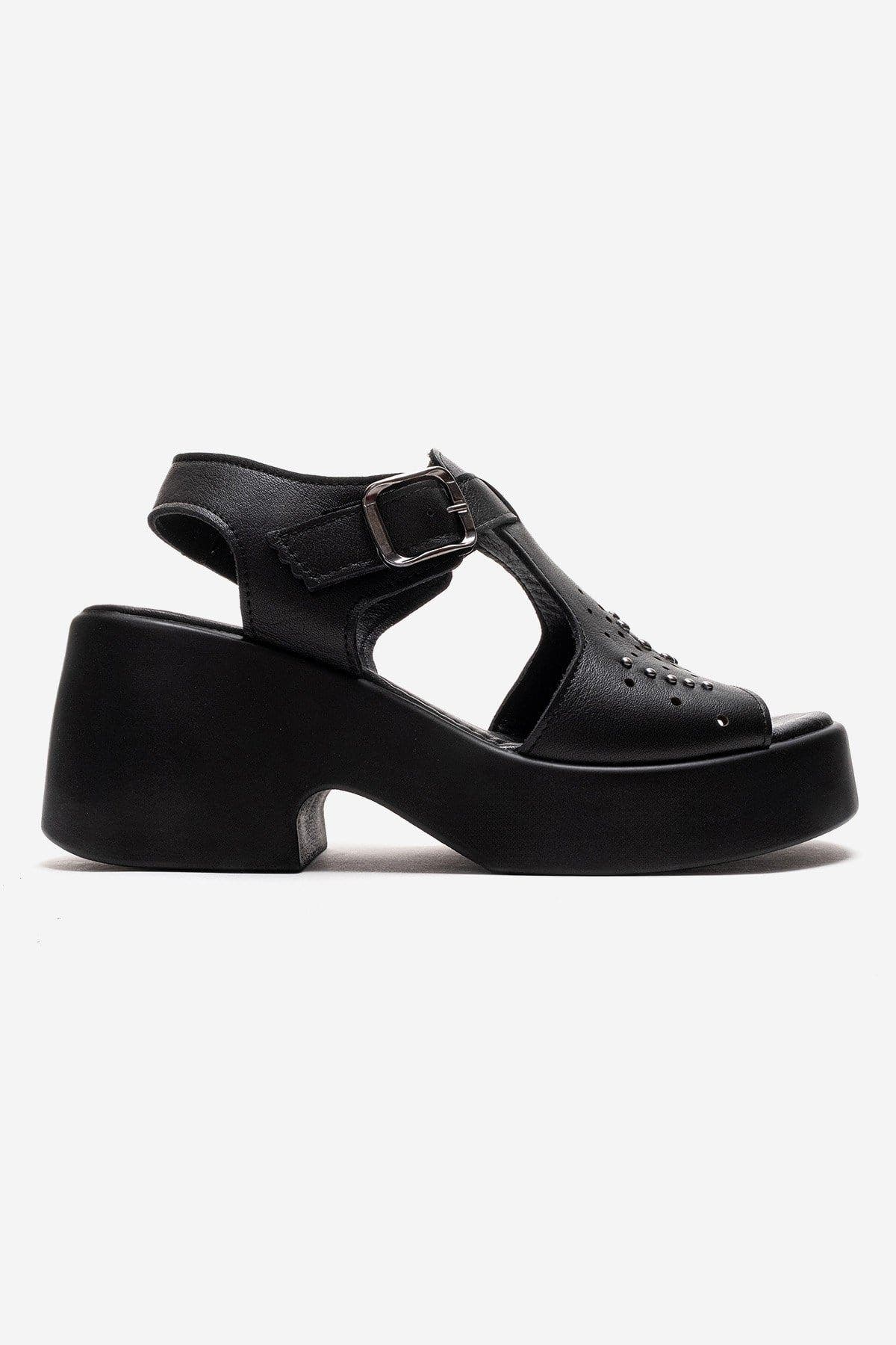 Forever & Always Shoes Romina Leather Platform Sandal, Alternate, color, Black