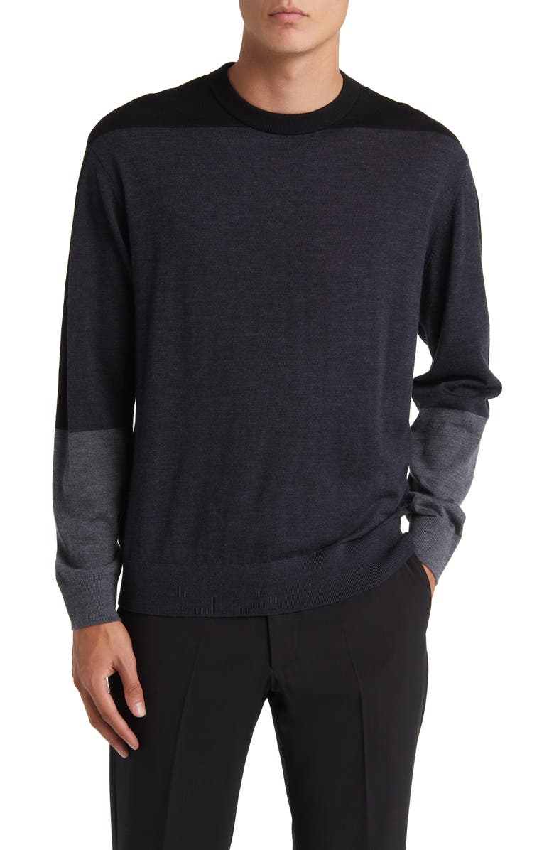 Emporio Armani Tonal Colorblock Wool Sweater, Main, color,