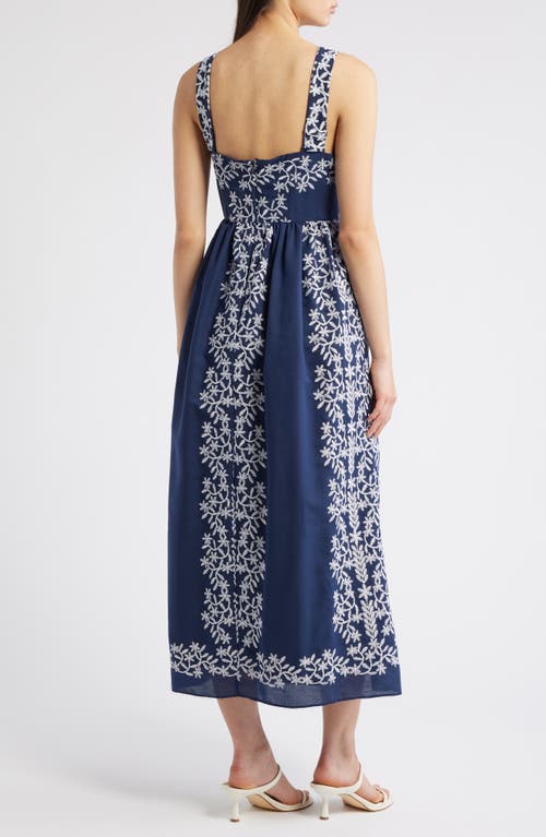 Julia Jordan Embroidered Square Neck Dress In Blue