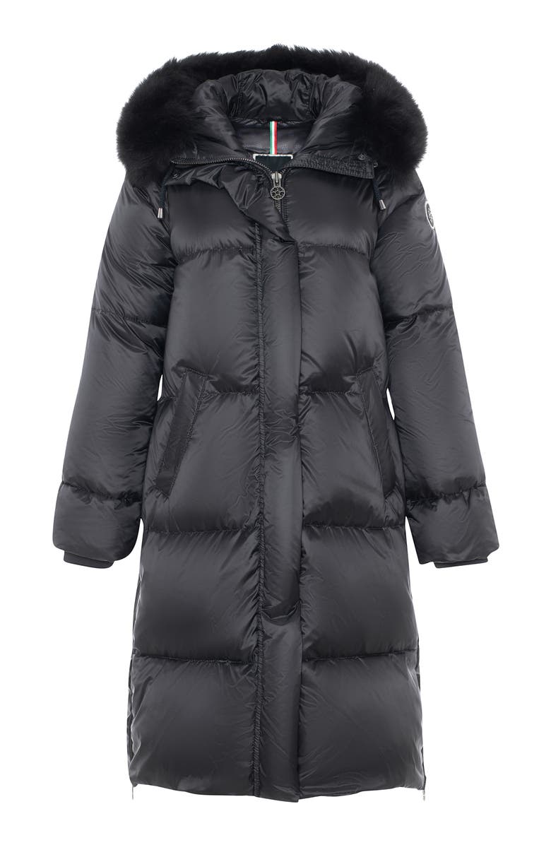 GORSKI Apres-Ski Long Parka with Detachable Toscana Lamb Hood Trim, Alternate, color, Black/Black