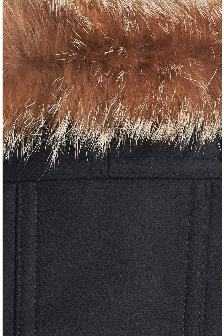 Genuine Coyote Fur Trim Wool Blend Duffle Coat, Alternate, color, OLD BLACK