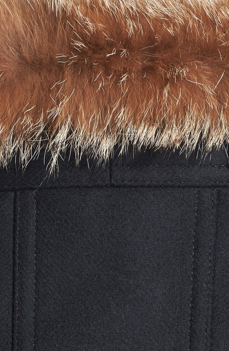 Trina Turk Genuine Coyote Fur Trim Wool Blend Duffle Coat, Alternate, color, 