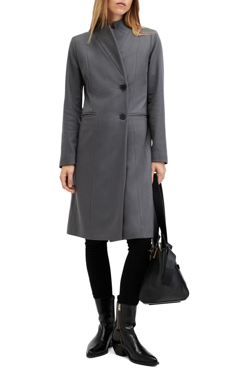 AllSaints Sidney Wool Blend Coat, Alternate, color, Eiffel Grey