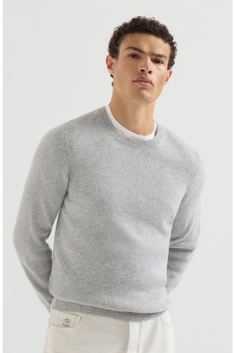 Cashmere English rib sweater, Main, color, Pebble
