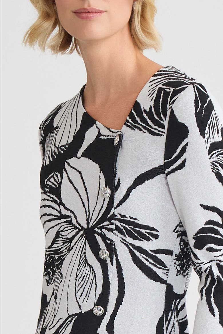 Floral Jacquard Soft Knit Sheath Dress, Alternate, color, Black/White