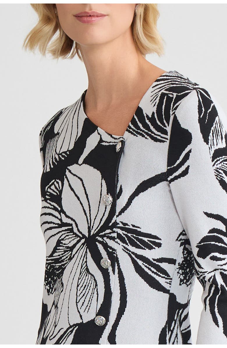 Ming Wang Floral Jacquard Soft Knit Sheath Dress, Alternate, color, Black/White