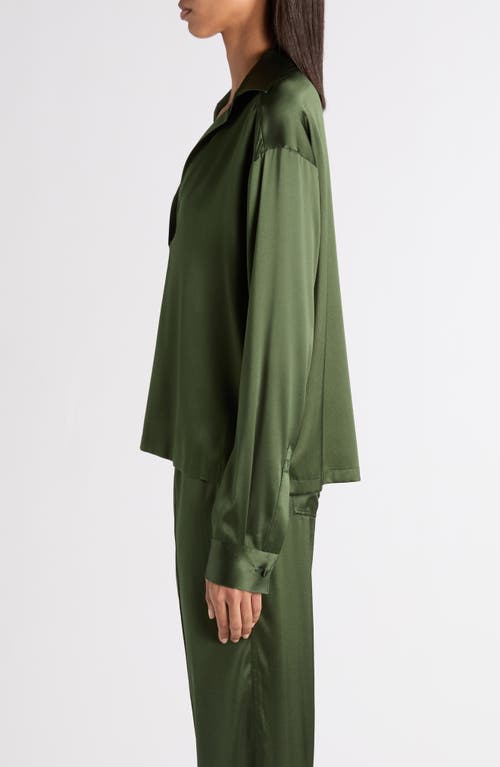 Tom Ford Stretch Silk Satin Polo In Green