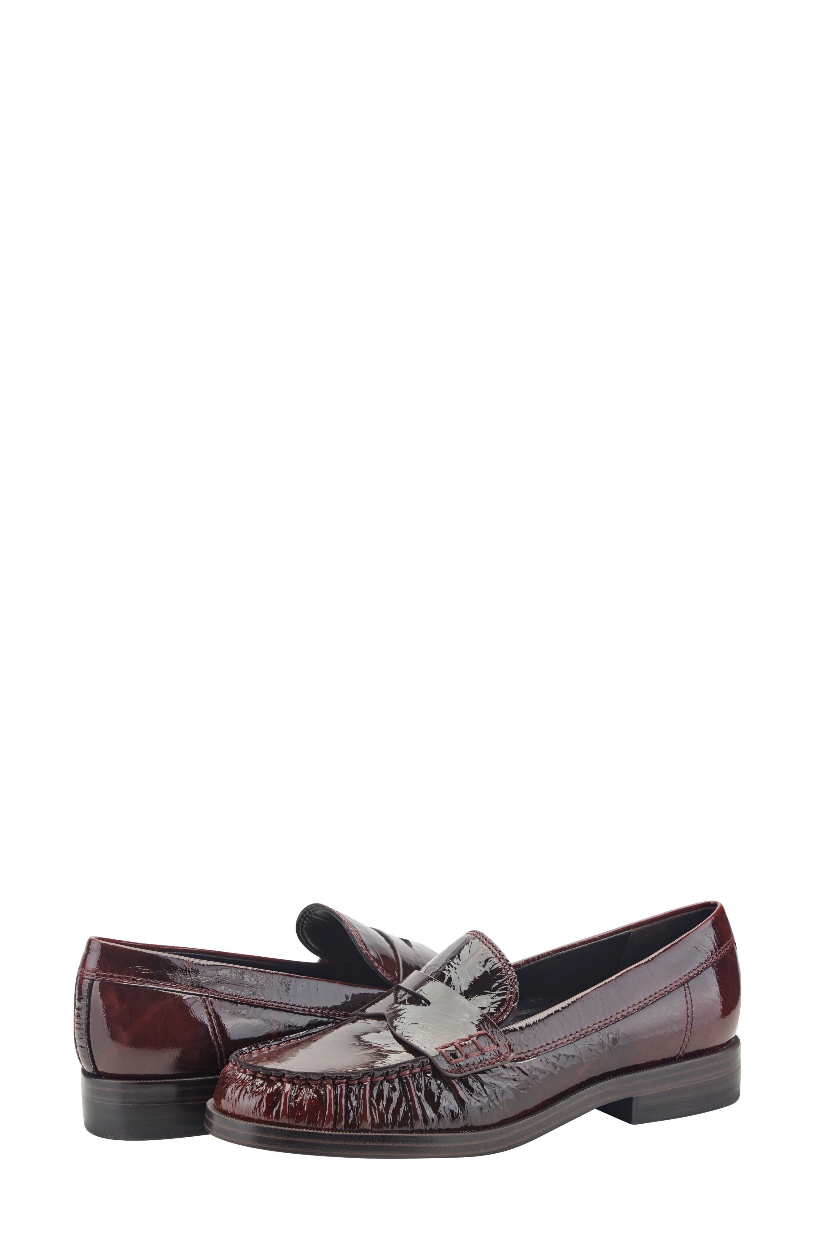 Nell Penny Loafer, Alternate, color, DARK RED