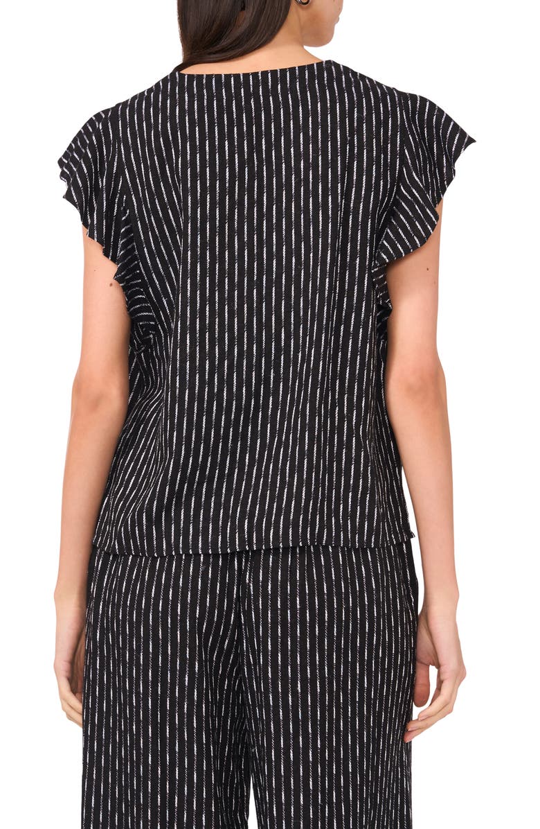 Vince Camuto Print Ruffle Sleeve Top, Alternate, color, Rich Black