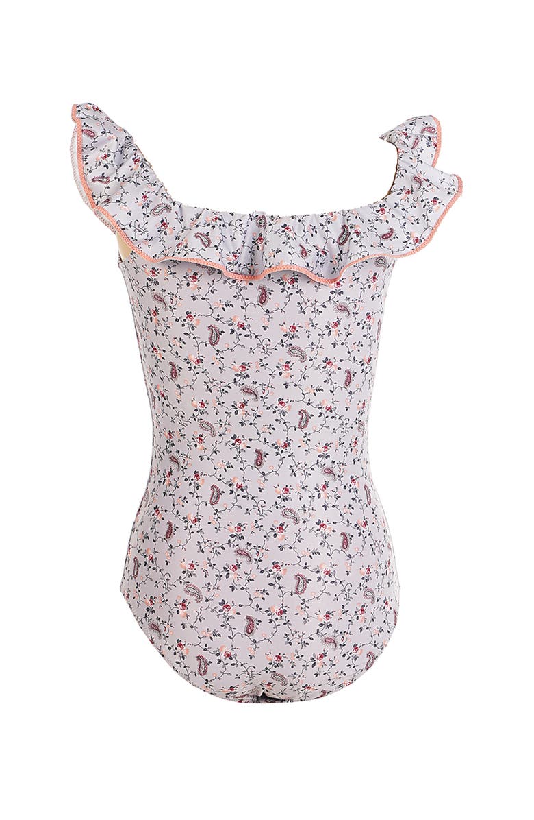 NESSI BYRD Off-Shoulder Lavender Blossom One-Piece Swimsuit, Alternate, color, Grey