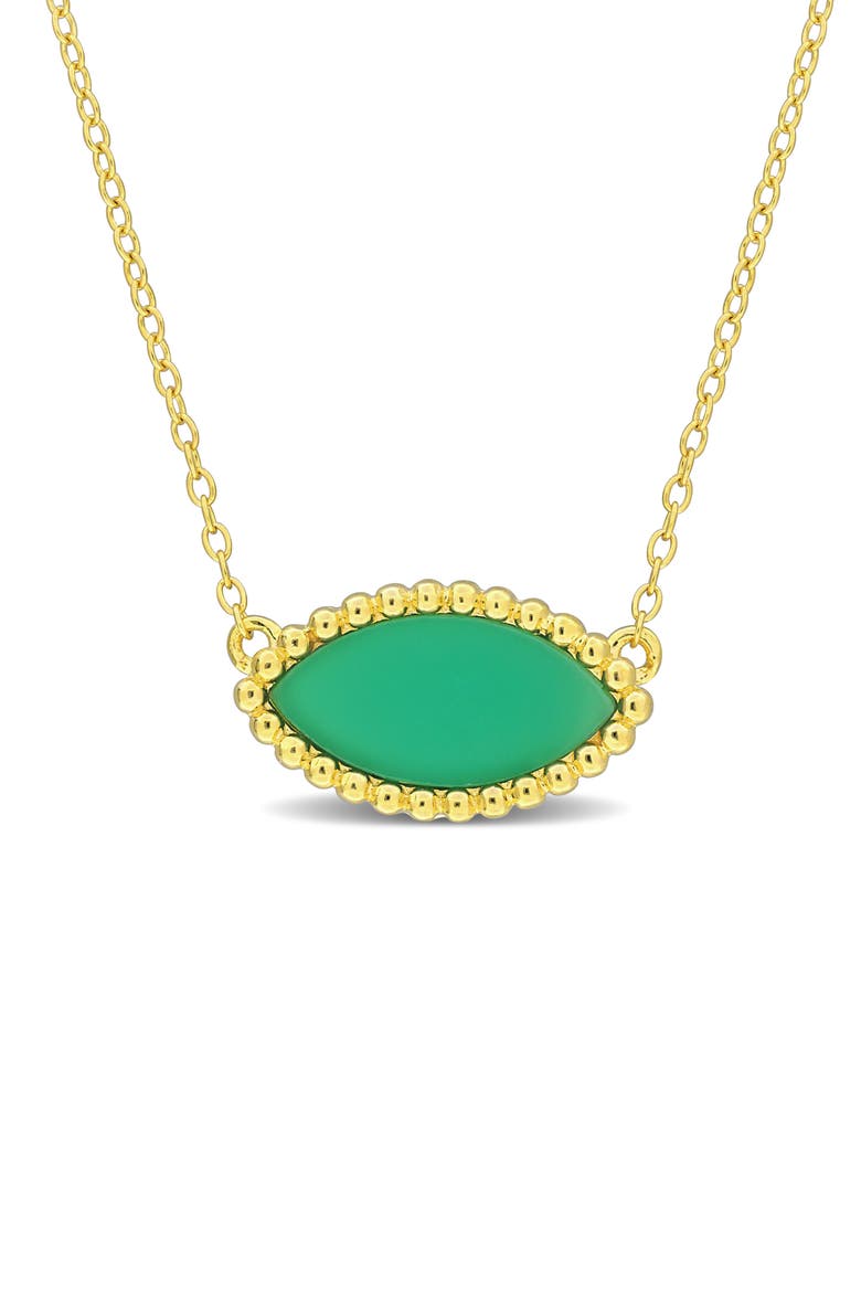 Marquise Emerald Cabochon Pendant Necklace, Main, color, GREEN