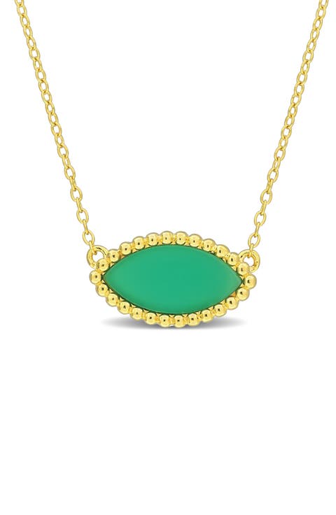 Marquise Emerald Cabochon Pendant Necklace