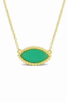 DELMAR Marquise Emerald Cabochon Pendant Necklace
