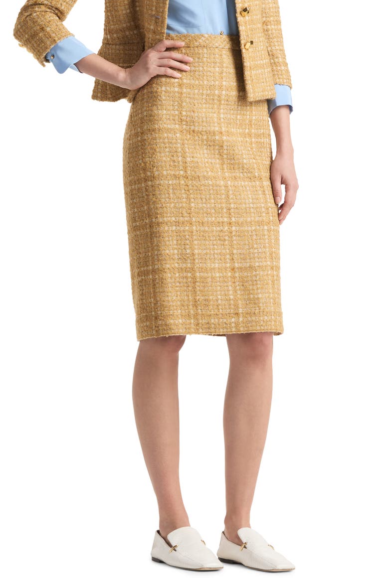 Tonal Tweed Side Slit Skirt, Alternate, color, TAN MULTI
