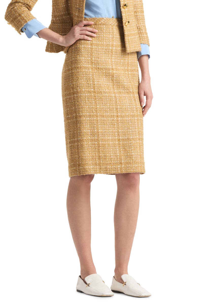 St. John Collection Tonal Tweed Side Slit Skirt, Alternate, color,