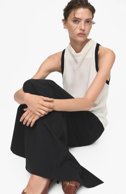 Mango Drape Collar Sleeveless Top In Neutral