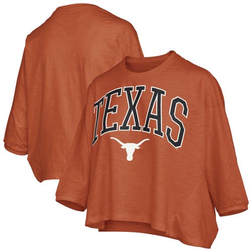 Pressbox Texas Orange Texas Longhorns Midi Arch Over Logo Oversized T-shirt In Brown
