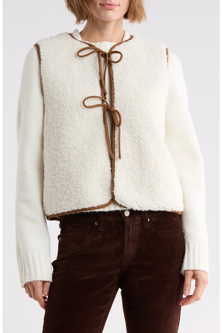 Faux Shearling Vest, Main, color, CANNOLI CREAM
