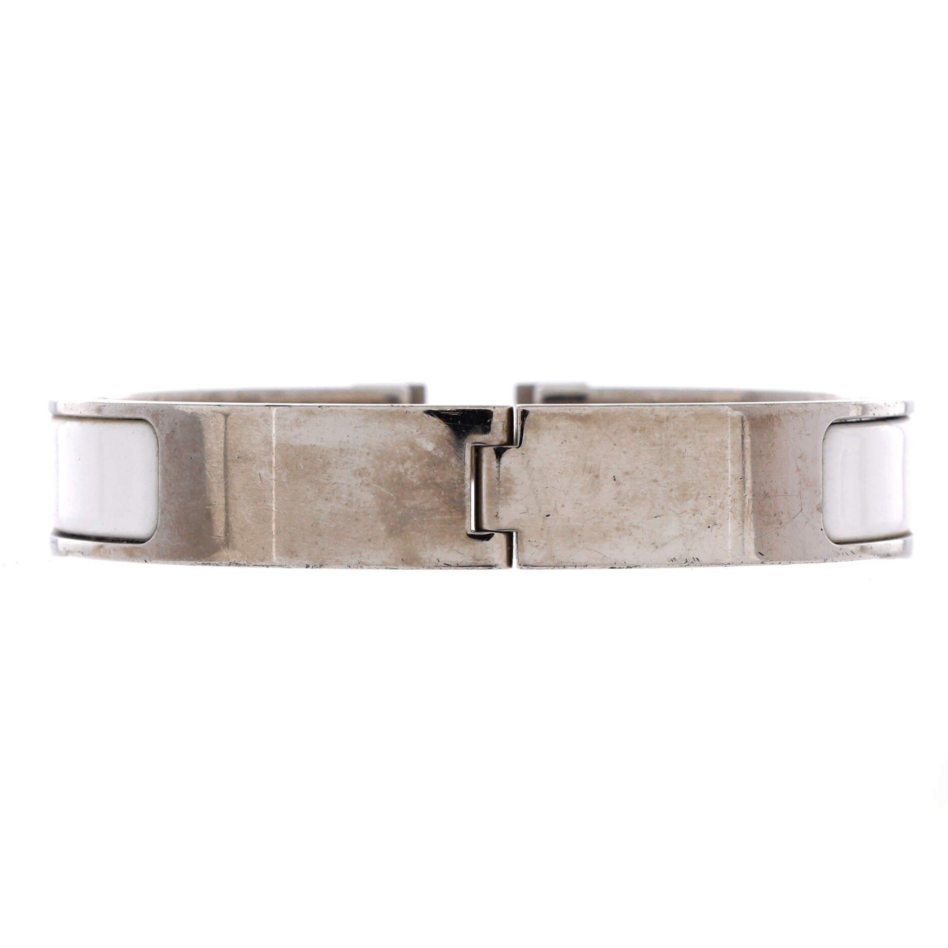 Clic H Bracelet Enamel Narrow, Alternate, color, White