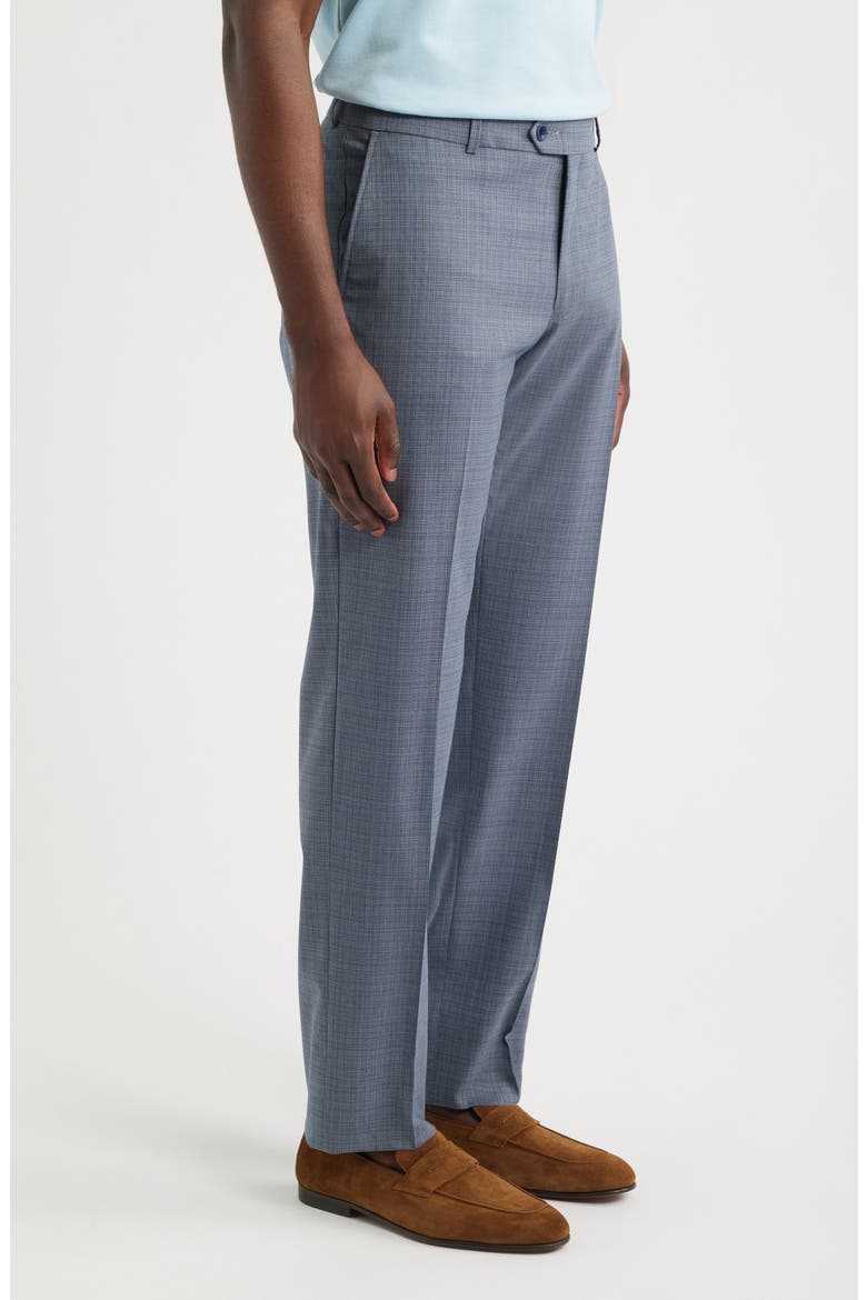 Luxury Performance Flat Front Multiscreen Check Dress Pants, Alternate, color, BLUE