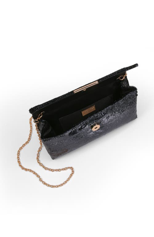 Jewel Badgley Mischka Angel Soft Faux Pony Hair Envelope Clutch In Black