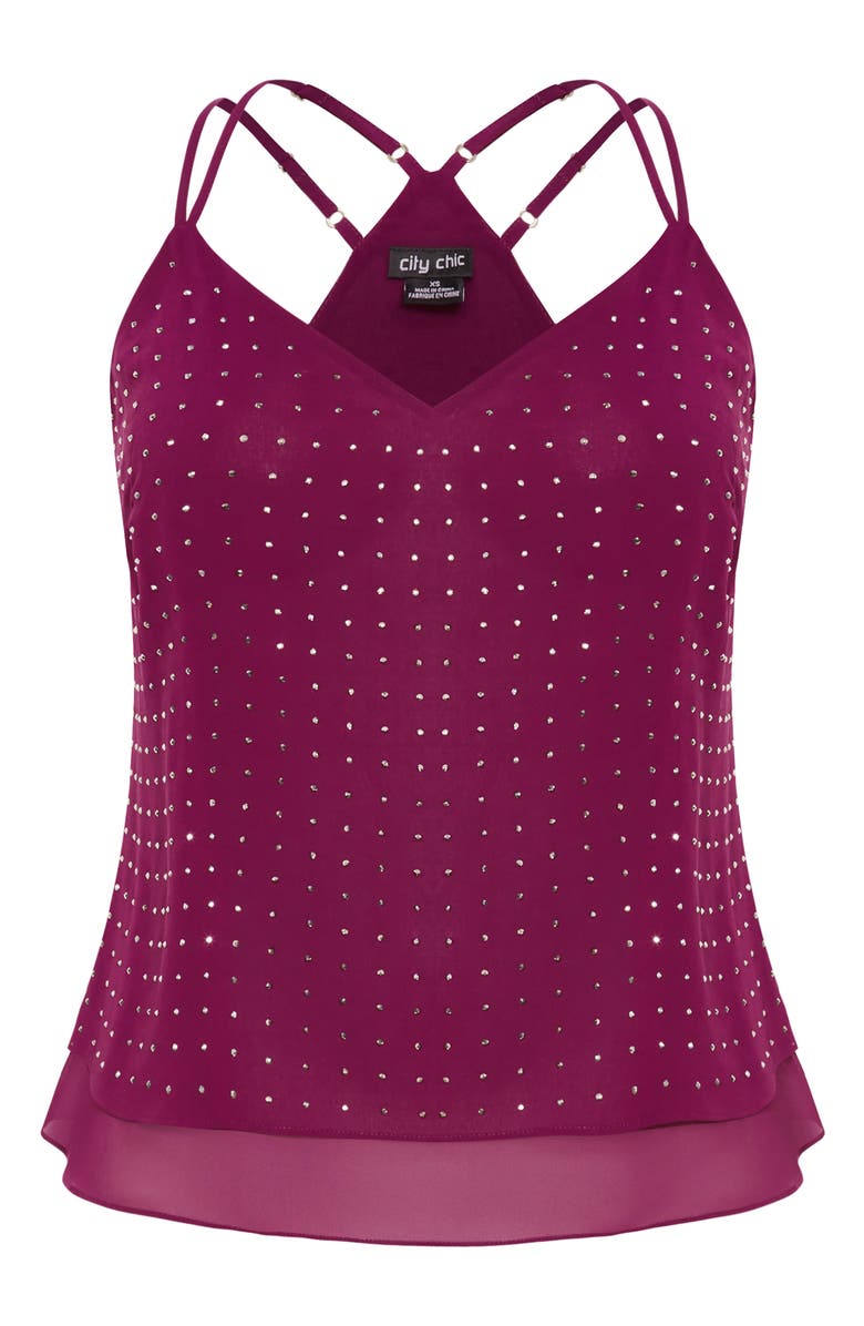 City Chic Studded Strappy Tank, Alternate, color, Mulberry
