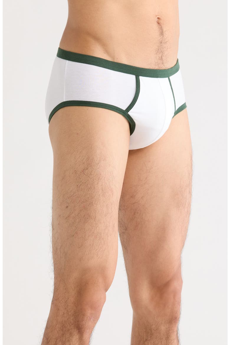 Sports Y-Front Stretch Cotton Briefs, Alternate, color, WHITE / GREEN COURT