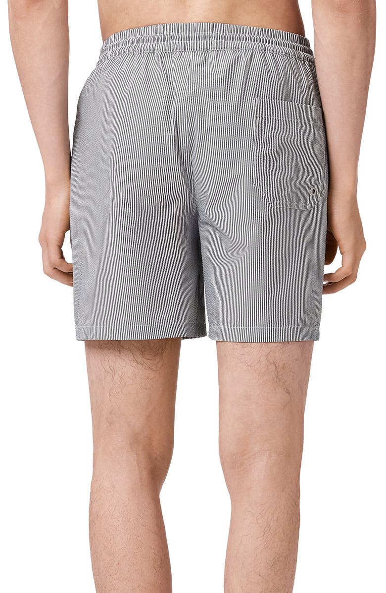 AllSaints Ciper Stripe Swim Trunks, Alternate, color, Chalk White/ Blue