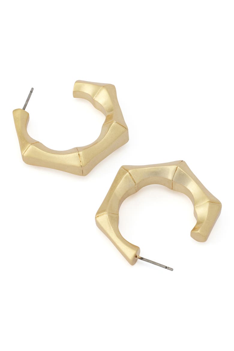 Bamboo Texture Hoop Earrings, Alternate, color, VINTAGE GOLD