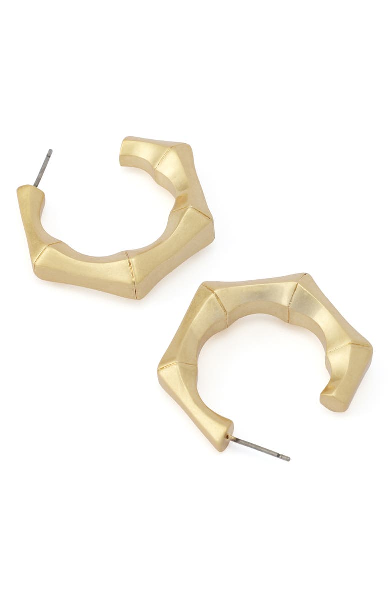 AllSaints Bamboo Texture Hoop Earrings, Alternate, color, Vintage Gold