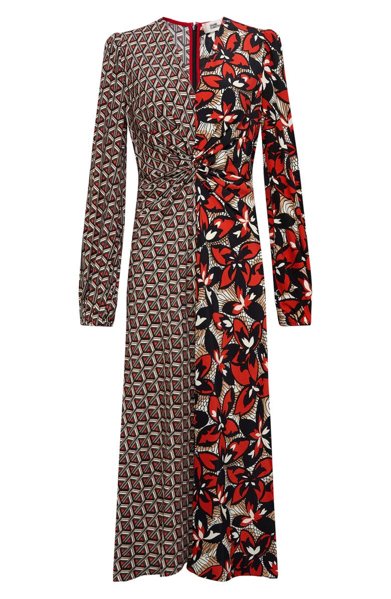 DVF Asher Mix Print Long Sleeve Midi Dress, Alternate, color,