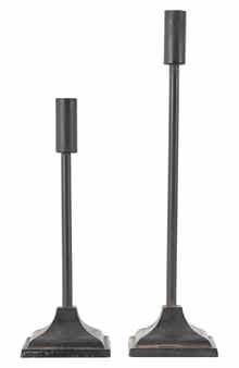 VIVIAN LUNE HOME Set of 2 Modern Black Metal Candleholders