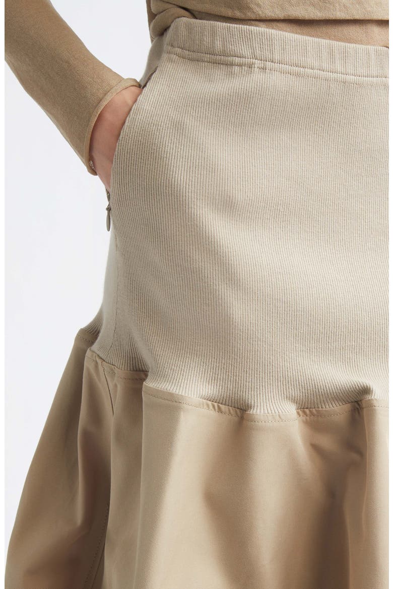 Ball Mixed Media Bubble Hem Midi Skirt, Alternate, color, BEIGE