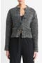Herringbone Textured Wool Blend Crop Jacket