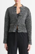 Vince Herringbone Textured Wool Blend Crop Jacket
