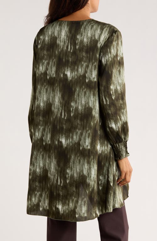Patrizia Luca Abstract Print Long Sleeve Tunic Top In Green