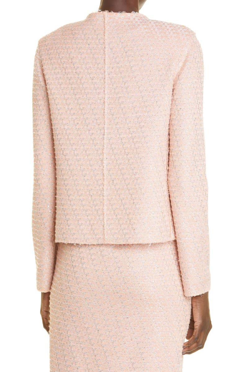St. John Collection Raw Edge Sequin Tweed Knit Jacket, Alternate, color,