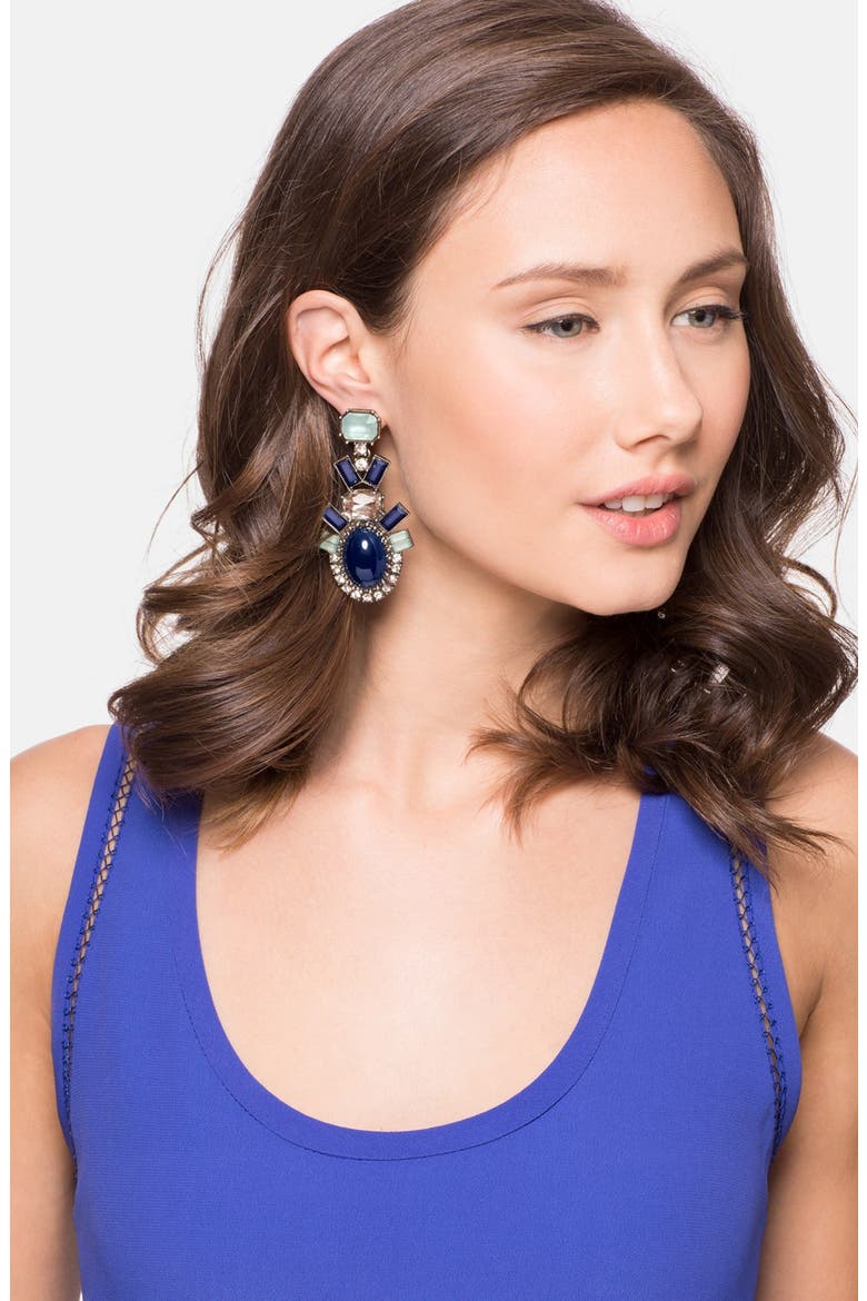 'Contrast Galactic' Statement Earrings, Alternate, color, BLUE MUTI/ GOLD