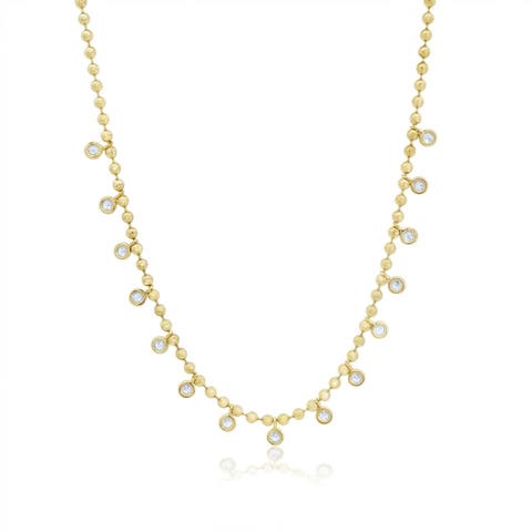 Beaded CZ Dangle Necklace