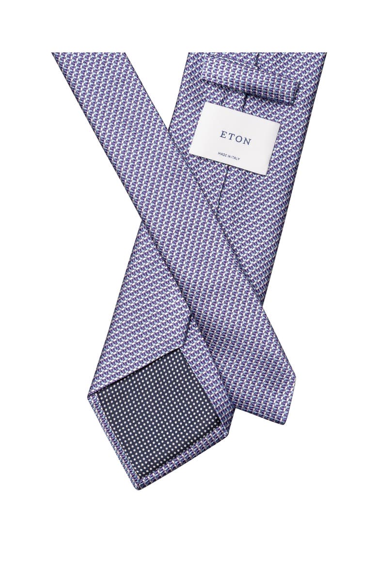 Purple Micro Geometric Silk & Cotton Mogador Tie, Alternate, color, MEDIUM PURPLE