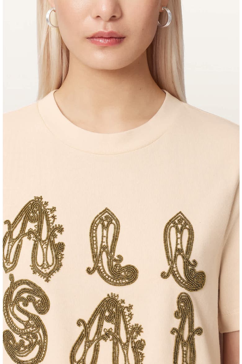 Ella Lisa Beaded Cotton T-Shirt, Alternate, color, DOVE WHITE