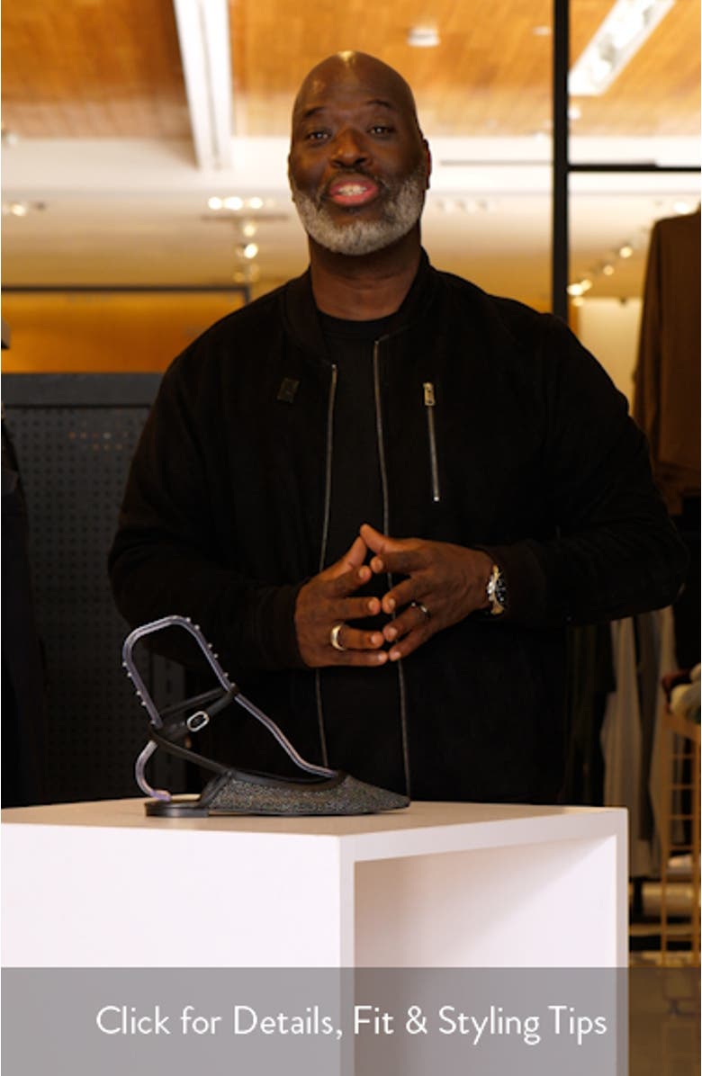 Jules Glitter Mesh Pointed Toe Ankle Strap Flat, sales video thumbnail