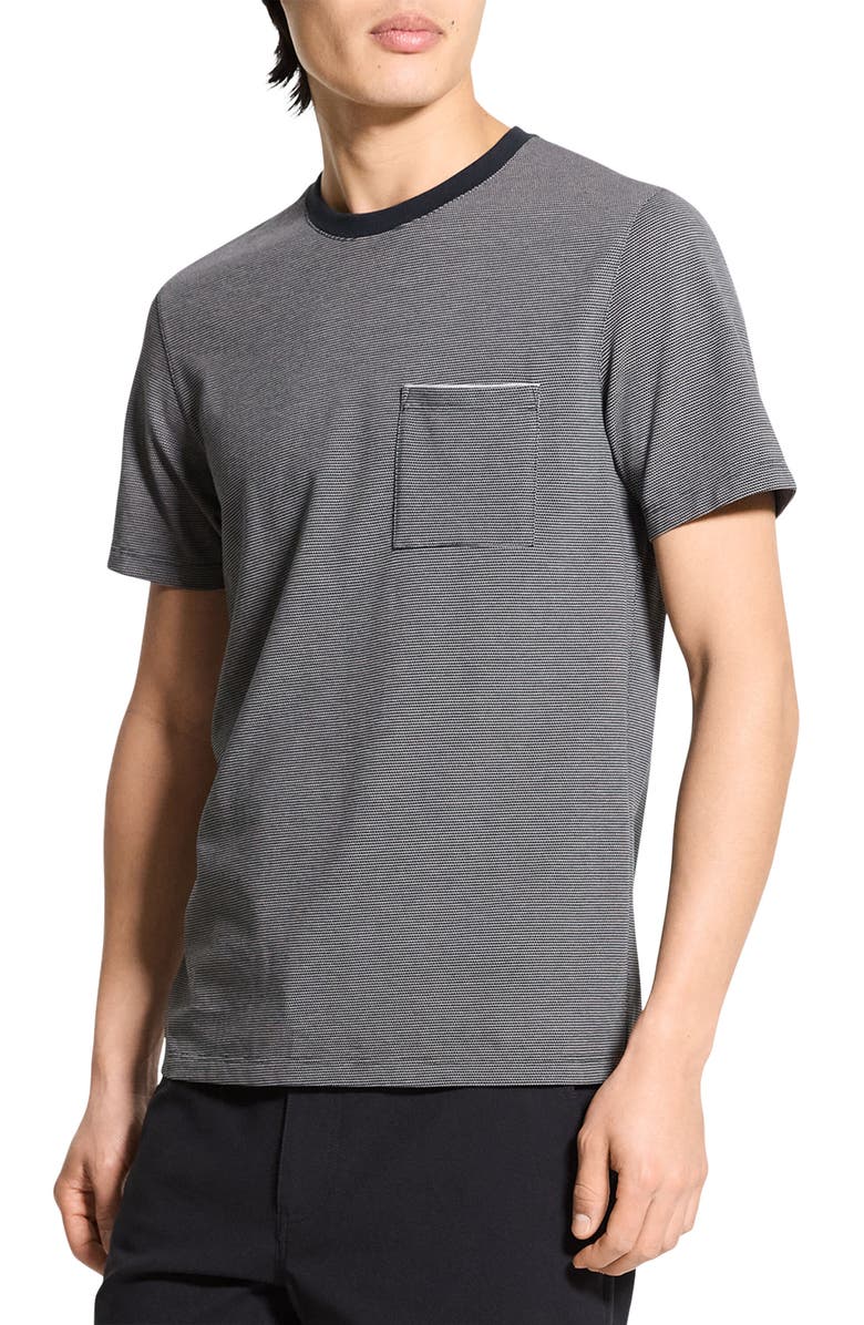 Theory Bird's Eye Ringer T-Shirt, Alternate, color, Carbon Multi