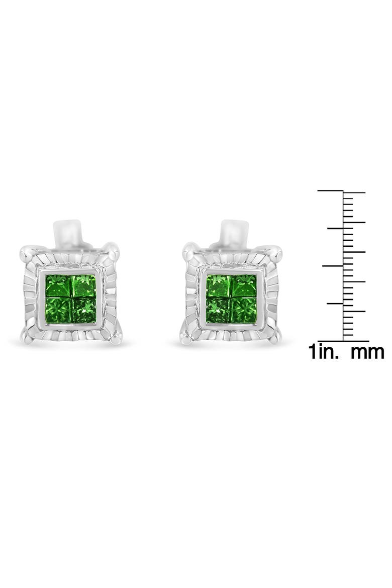 Silver Color Princess Diamond Quad Stud Earring, Alternate, color, White